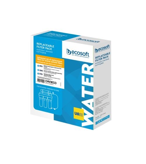 „Ecosoft“ pakaitinių filtrų rinkinys 3 pakopų vandens filtrams PP5-GAC-CTO, KAINA: 8.58979, KODAS: CHV3ECO | 001