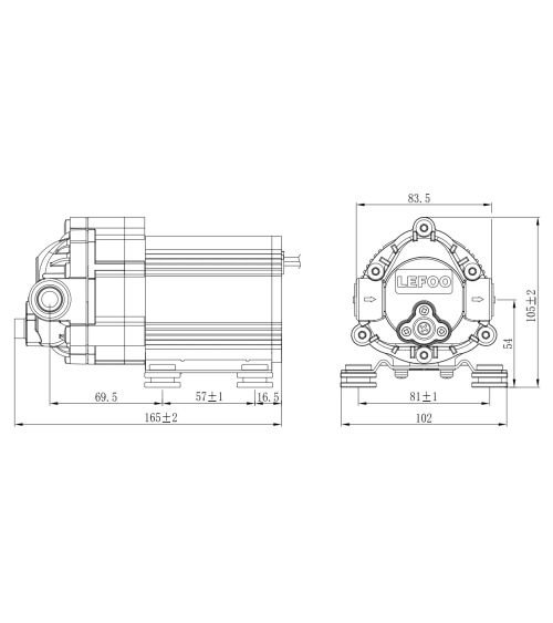 Membraninis bešepetėlinis siurblys - LEFOO LFP1600W-B 24V - 600 GPD sistemoms, KAINA: 137.24, KODAS: LFP1600W-B-GP | 003