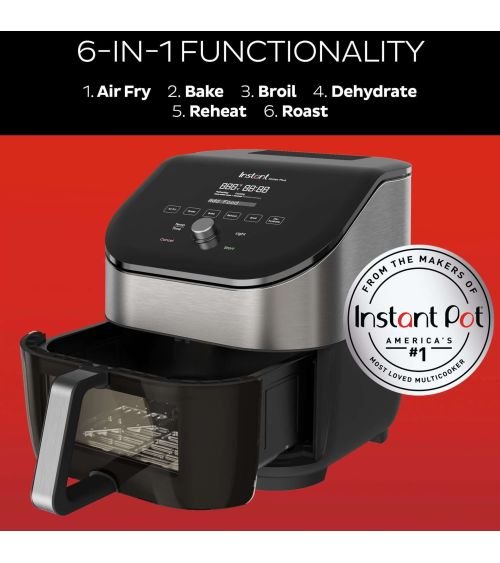 Instant Pot® Vortex® Plus 6QT nerūdijančio plieno oro gruzdintuvė su ClearCook ir OdorErase, KAINA: 137.46, KODAS: 140-3104-01-E