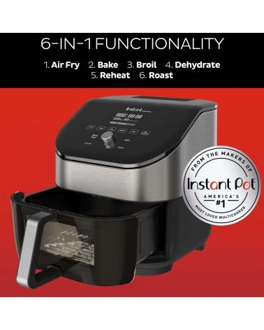 Instant Pot® Vortex® Plus 6QT nerūdijančio plieno oro gruzdintuvė su ClearCook ir OdorErase, KAINA: 137.46, KODAS: 140-3104-01-E